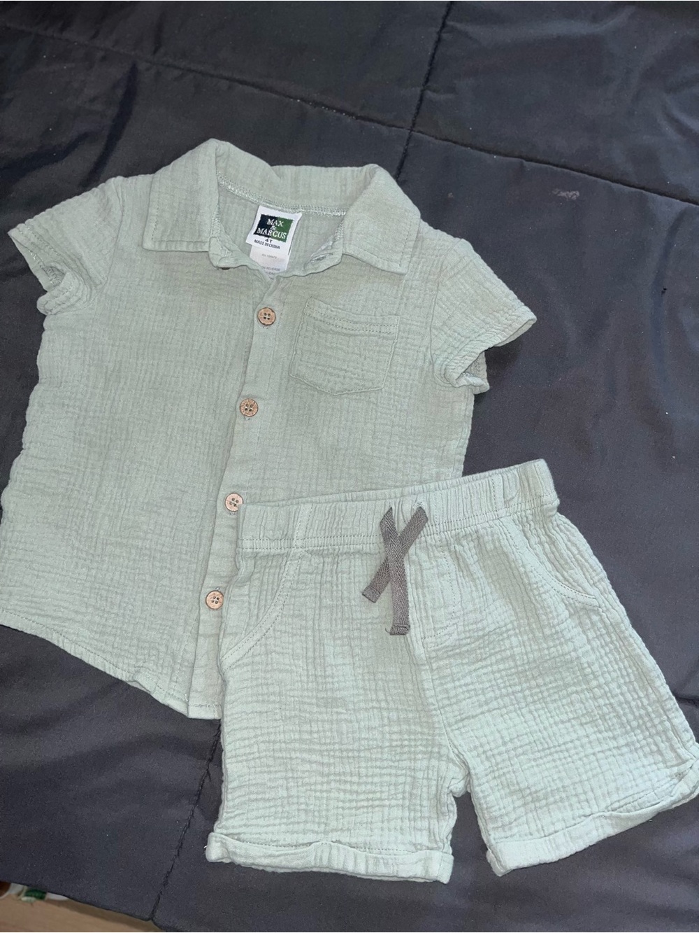 Max and Markus 2pc Cotton Gauze Button Up Shirt & Shorts Baby Set